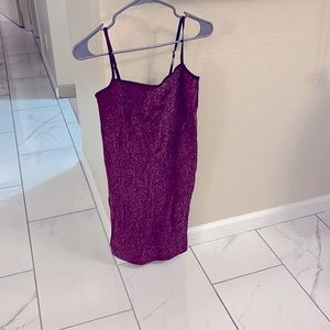 Forever 21 0x/1x purple sparkle bodycon spaghetti strap dress
